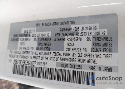 2019 Mazda Cx-5 Signature из США, поврежденный, VIN JM3KFBEY9K0691637